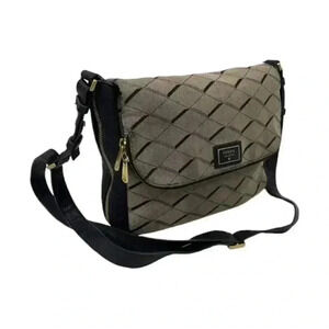 Fossil Preston Argyle Diamond Jacquard Crossbody Bag Flapover Adjustable Strap